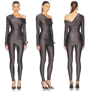 The Andamane | NWT Trixie Off Shoulder Jumpsuit in Ardesia Charcoal Lycra XS